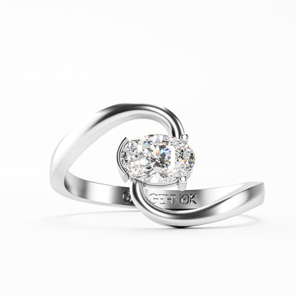 The Swirl - Oval Diamond Bypass Loop Ring by Gehnok