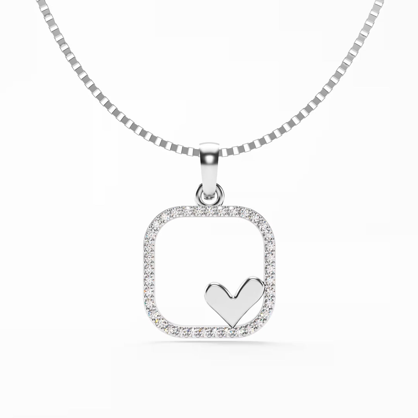 The Open Frame - Diamond Pave Heart Pendant