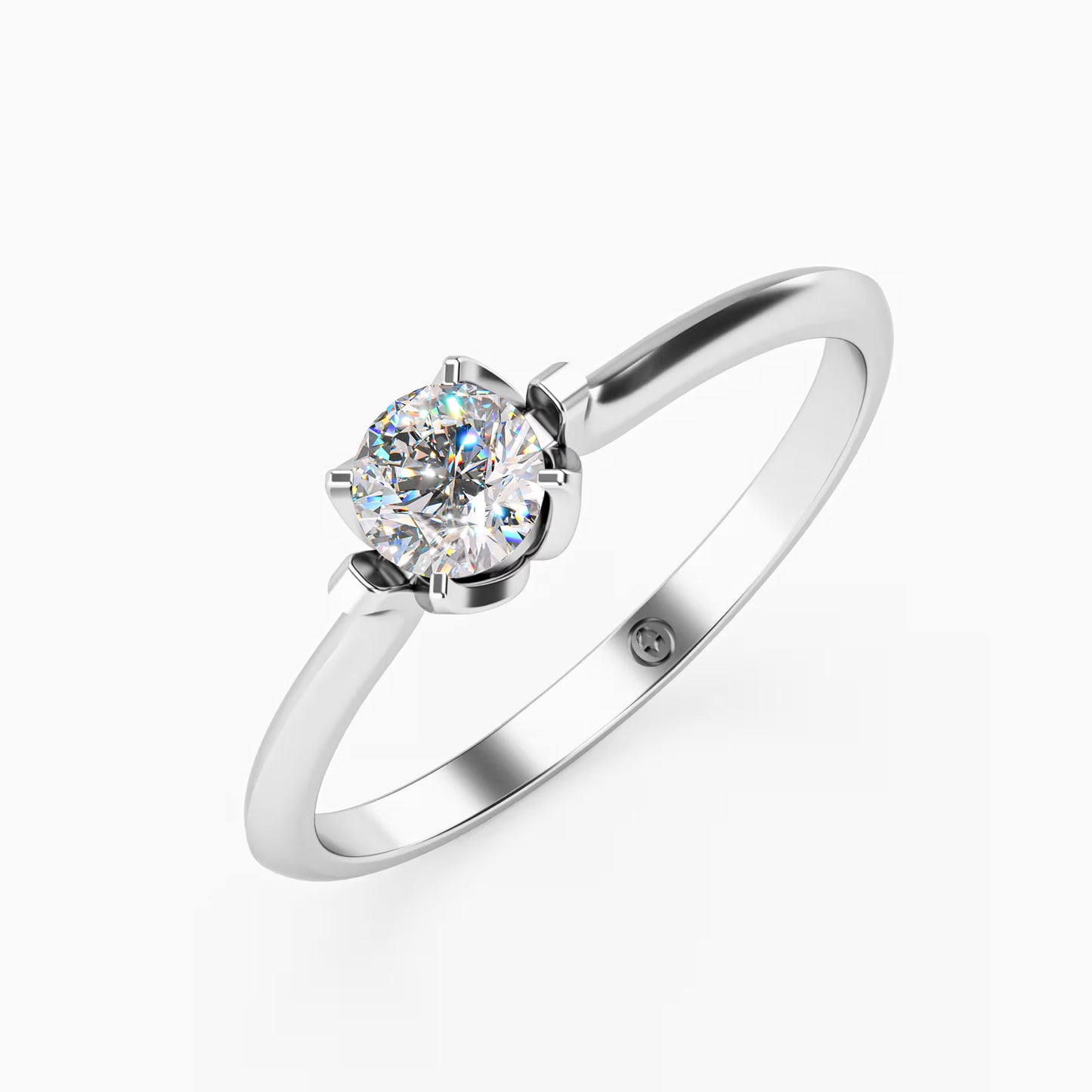 The Tulip - 6 Prong Floral Diamond Solitaire