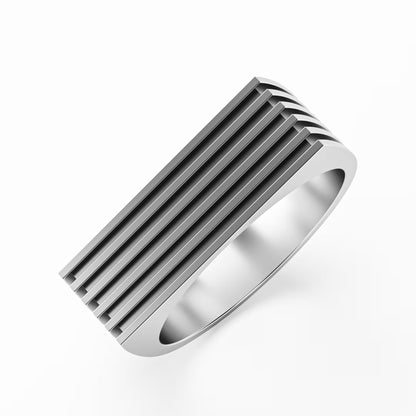 The Architect - Men's Grooved Stripe Band Ring by Gehnok