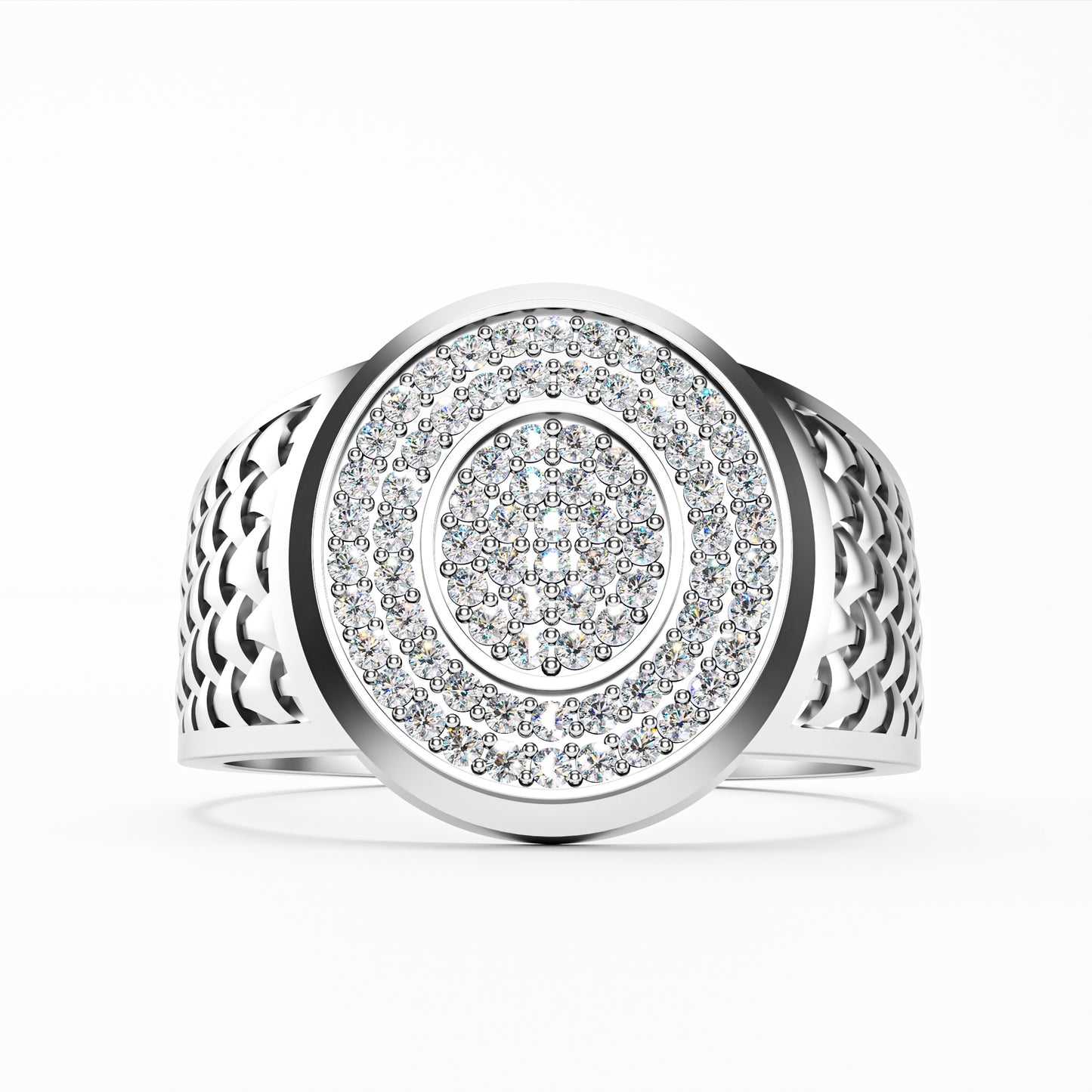 The Woven Dome - Tri-Color Gold Diamond Cluster Ring