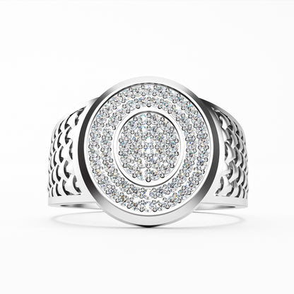 The Woven Dome - Tri-Color Gold Diamond Cluster Ring
