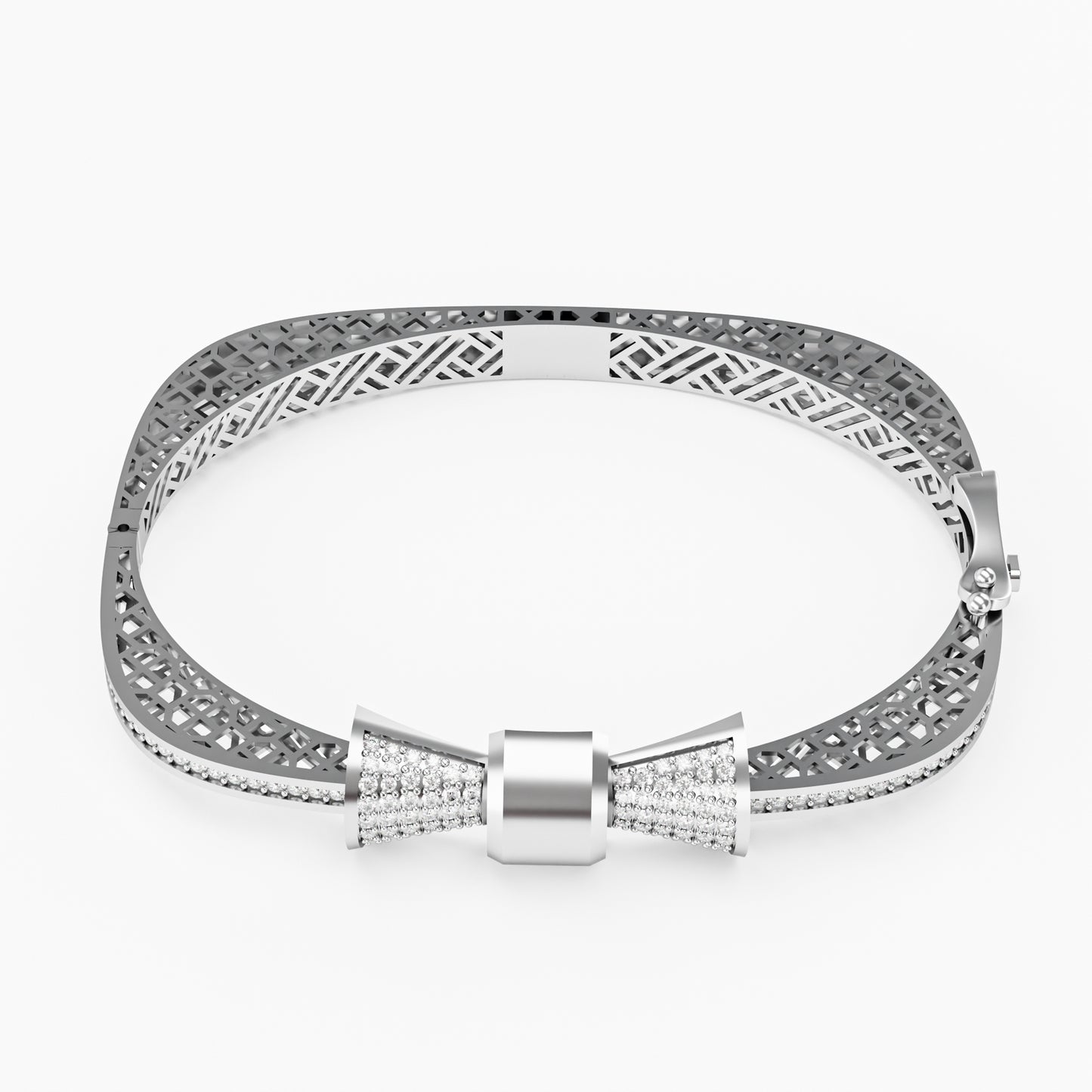 The Rose Bow - Diamond Pavé Bow Bangle