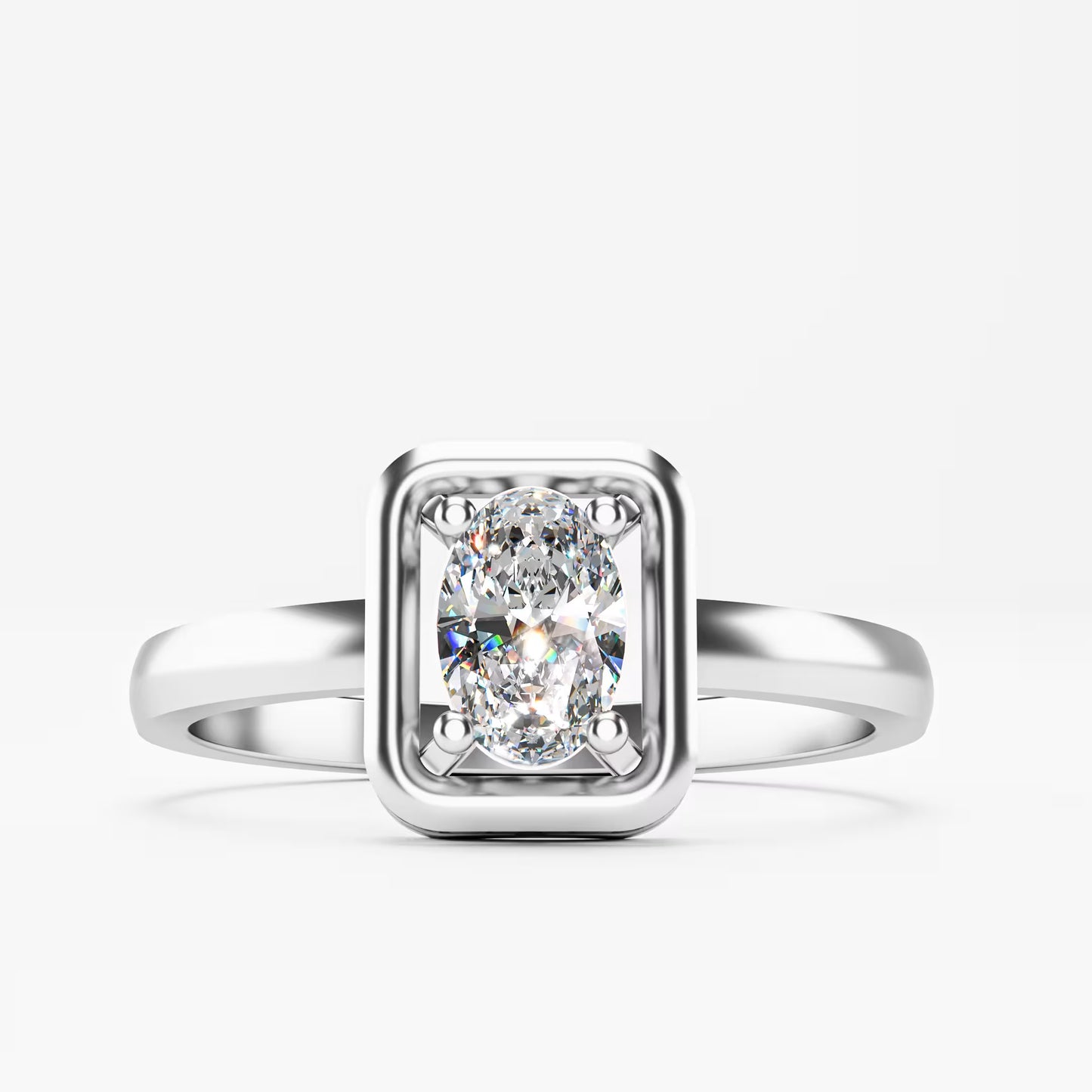 The Swirl - Oval Diamond Open Frame Solitaire Ring