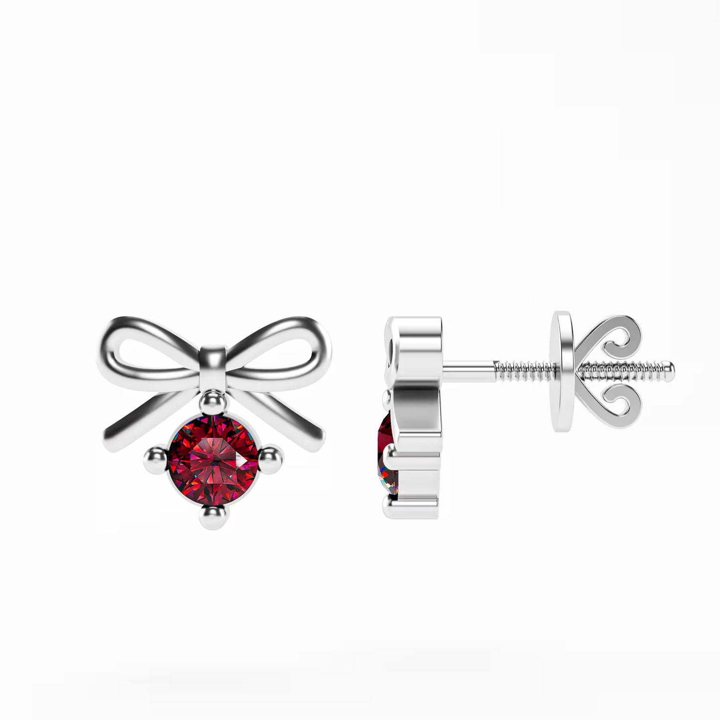 The Little Bow -  Ruby Bow Stud Earrings