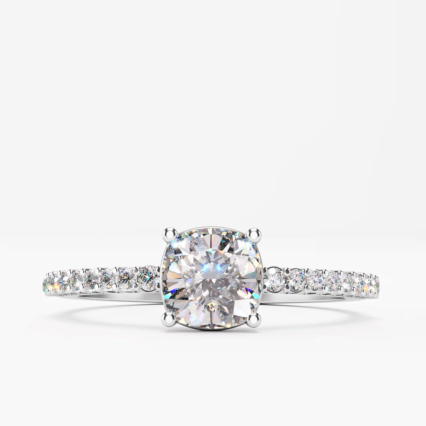 Cushion Cut Diamond Pavé band Ring