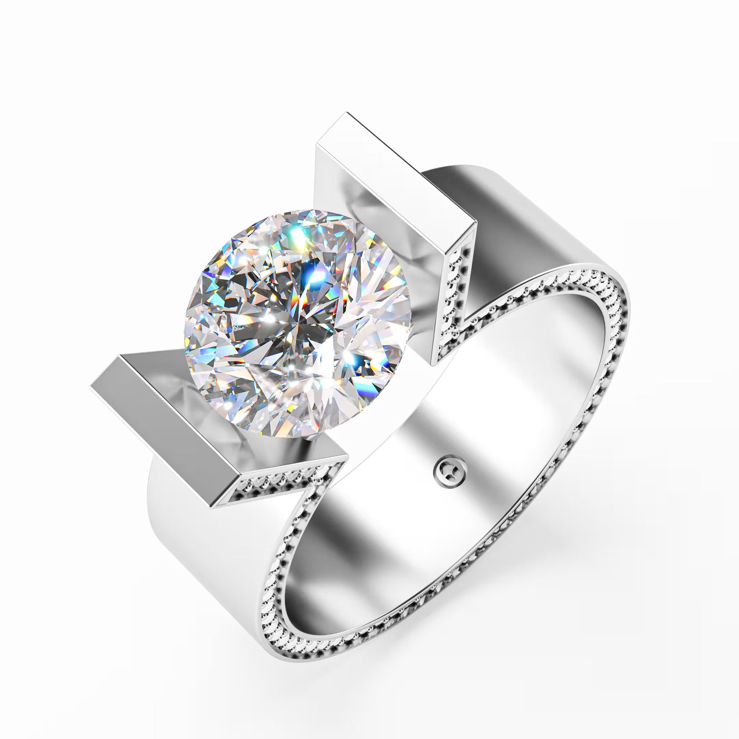 The Floating Stone - Men's Bar Set Diamond Ring