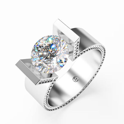 The Floating Stone - Men's Bar Set Diamond Ring