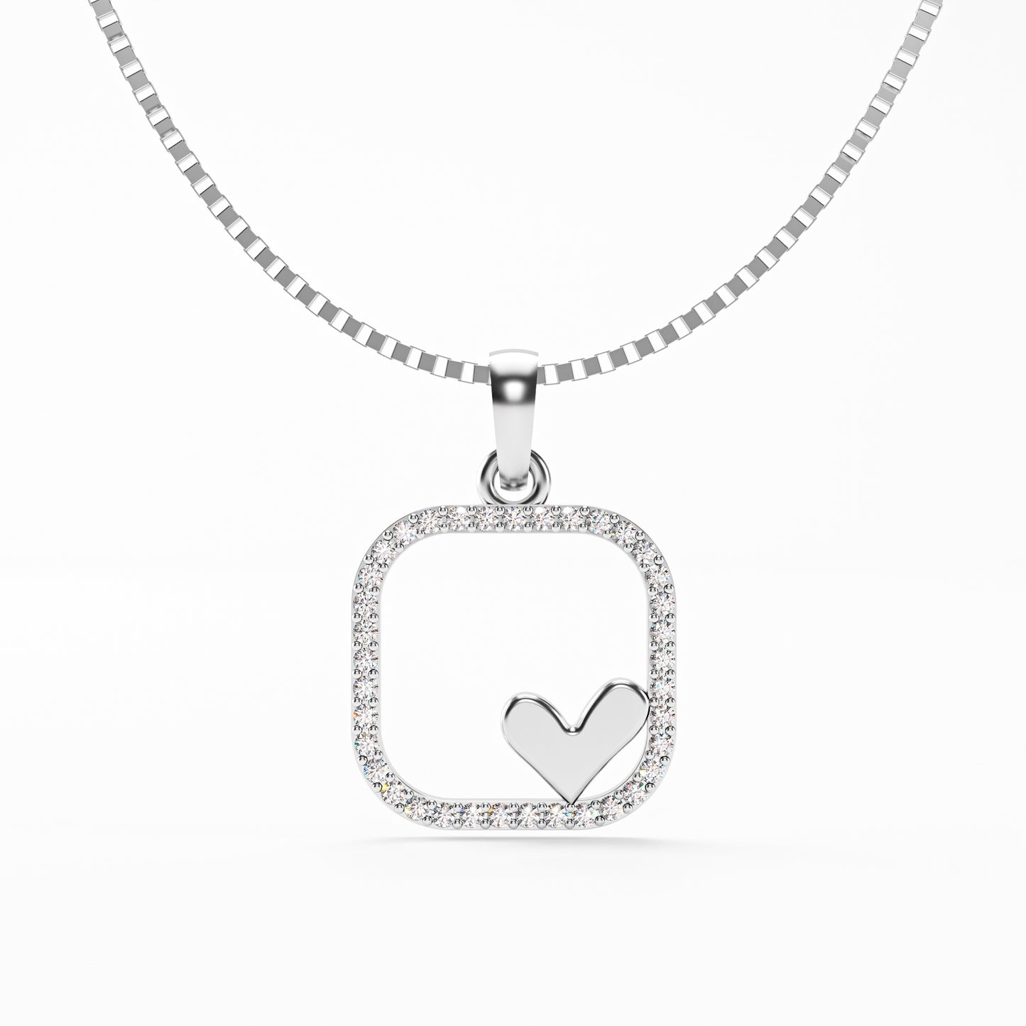 The Open Frame - Diamond Pave Heart Pendant