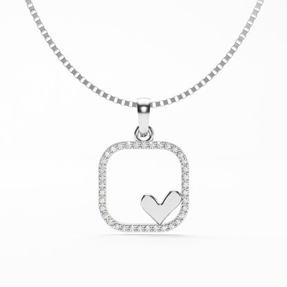 The Open Frame - Diamond Pave Heart Pendant