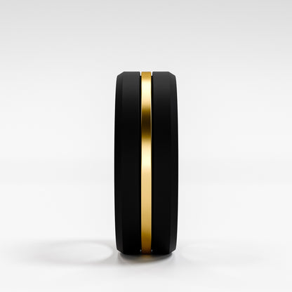 The Onyx Stripe - Black Onyx Band with Gold Center Inlay