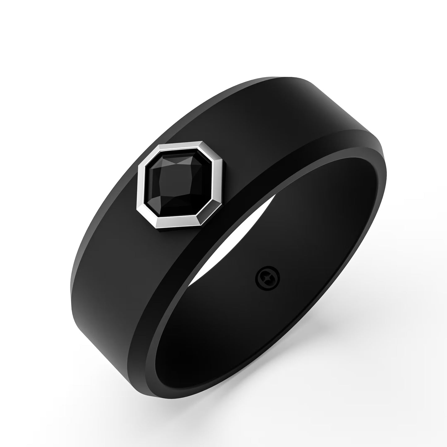 The Onyx Hex - Black Diamond Octagon Bezel Ring