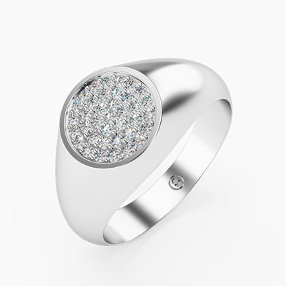 The Diamond Signet - Oval Pavé Diamond Men's Ring