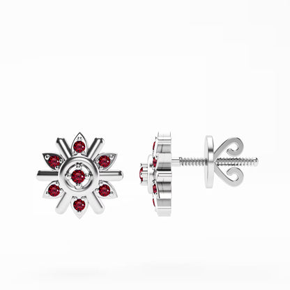 The Compass Star - Ruby Sunburst Stud Earrings by Gehnok