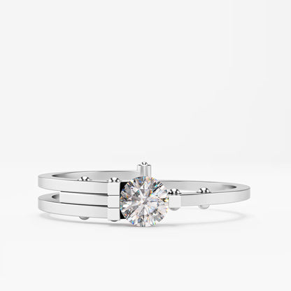 Double Rail Open-Shank Solitaire Ring