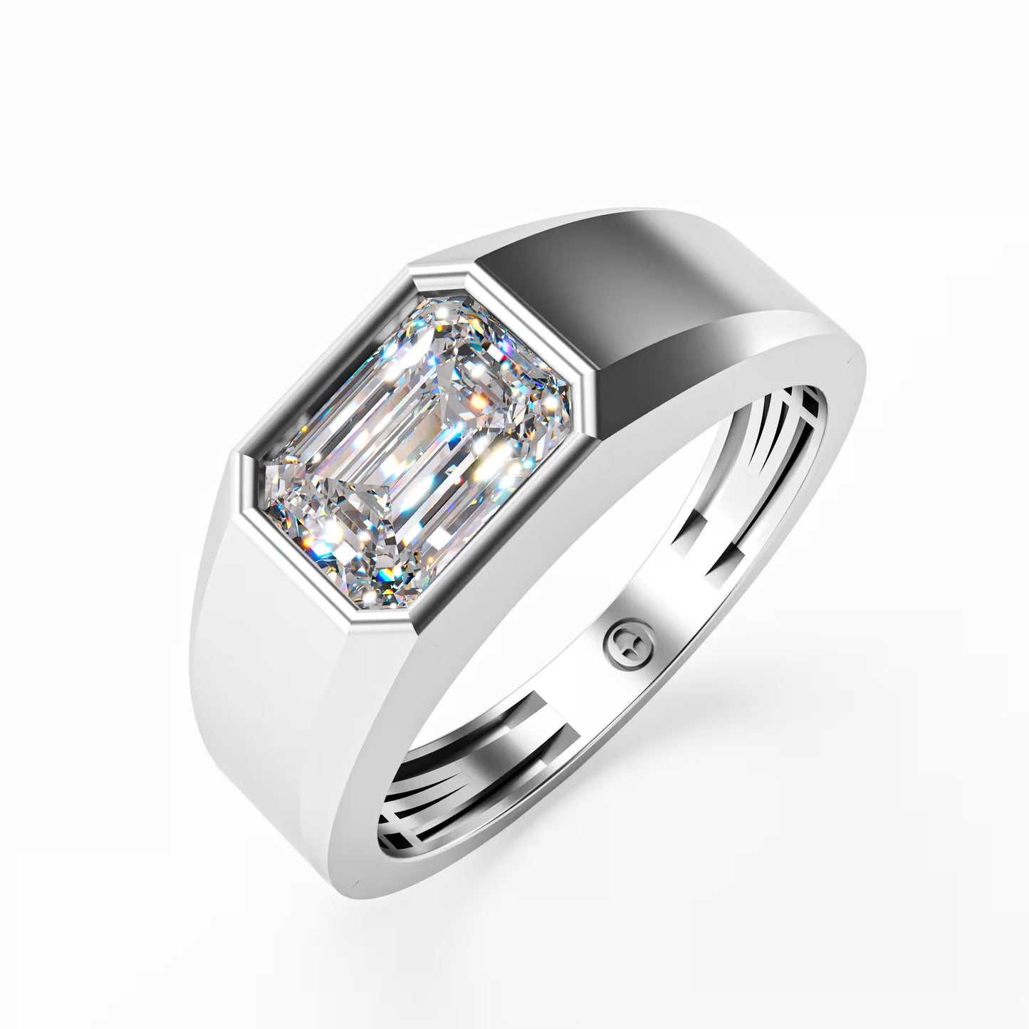 The Executive Two-Tone Gold Men's East-West Emerald Cut Diamond Ring