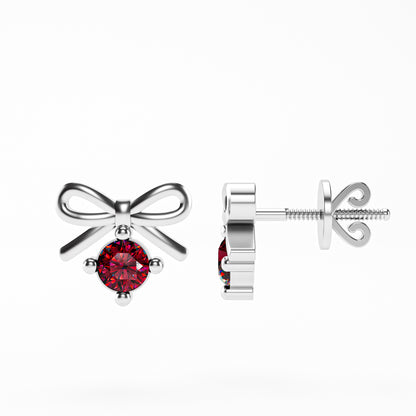 The Little Bow -  Ruby Bow Stud Earrings by Gehnok