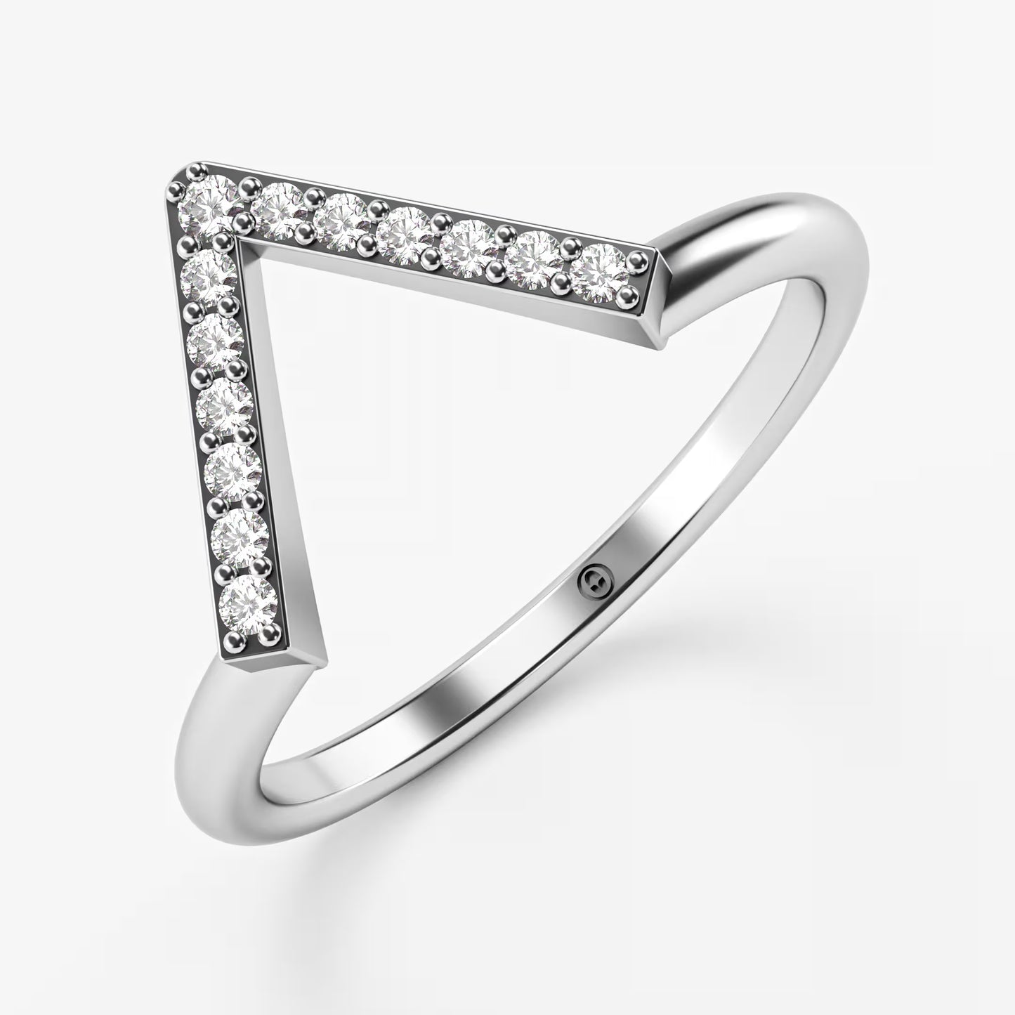 Geometric Pavé Chevron Band - Gold Diamond Triangle Ring