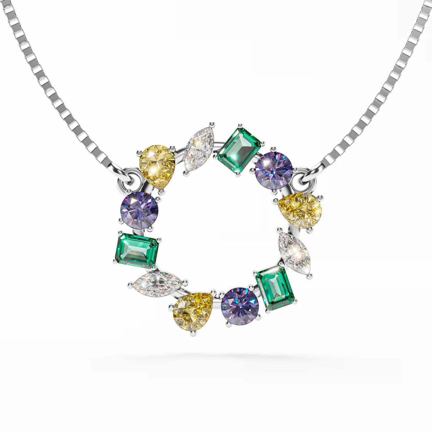 The Wreath - Multicolor Gemstone Circle Pendant Necklace