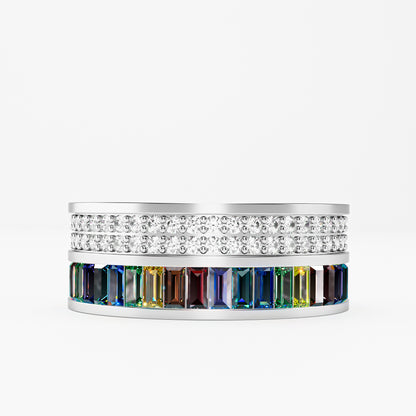 The Rainbow Eternity - Baguette Gemstone & Diamond Pave Ring