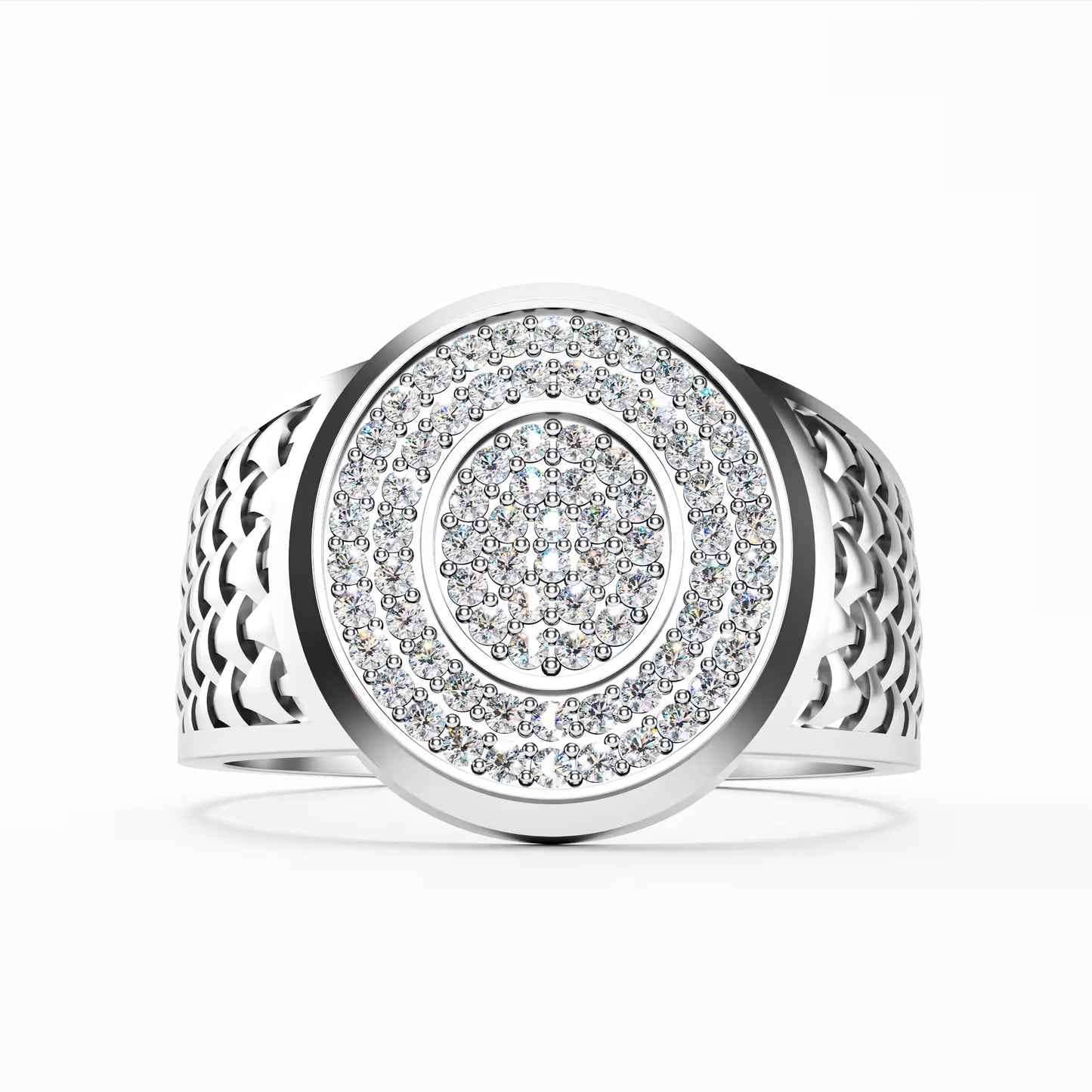 The Woven Dome - Tri-Color Gold Diamond Cluster Ring