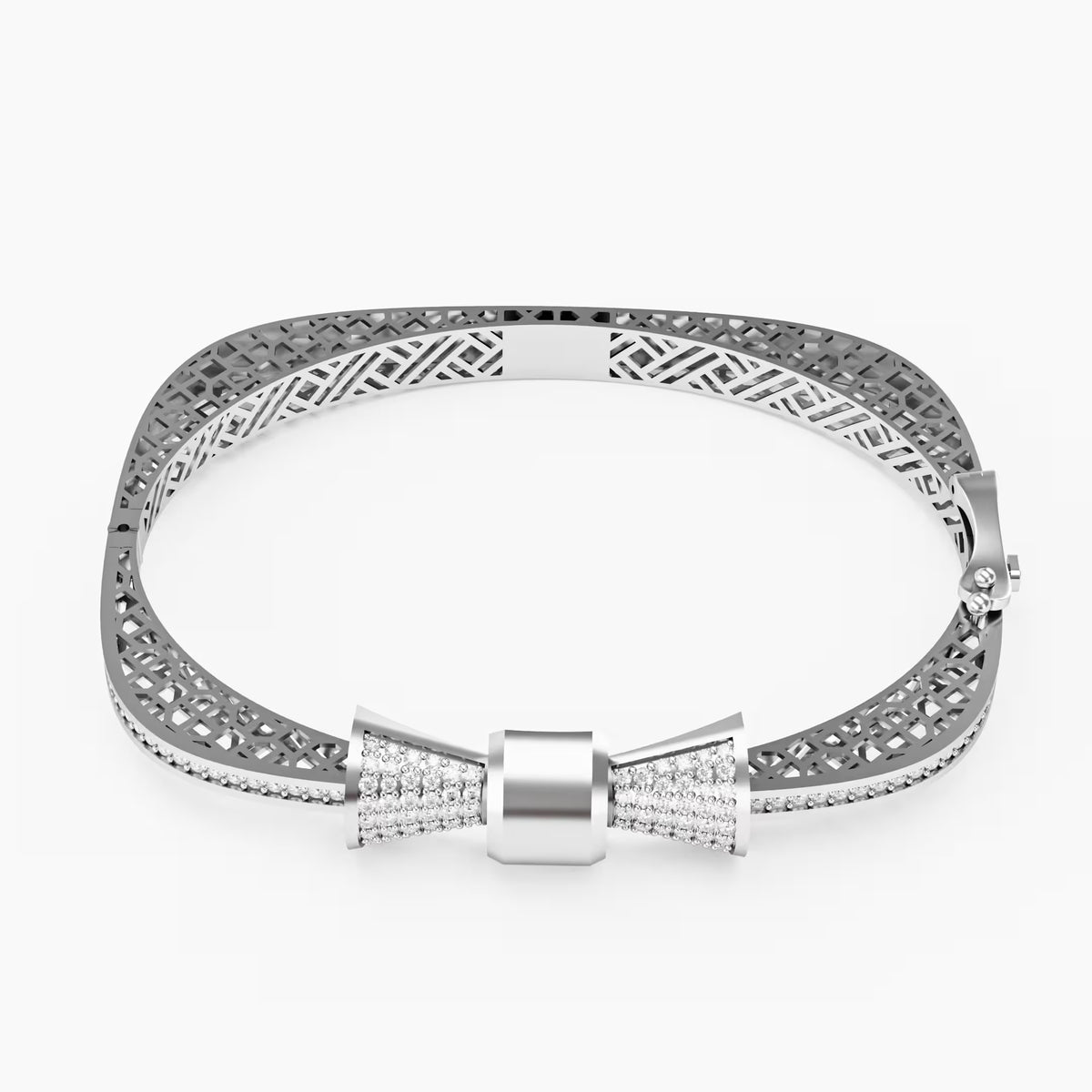 The Rose Bow - Diamond Pavé Bow Bangle