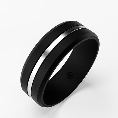 The Onyx Stripe - Black Onyx Band with Gold Center Inlay