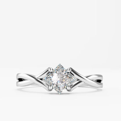 Princess Cut Twist Crossover Ring