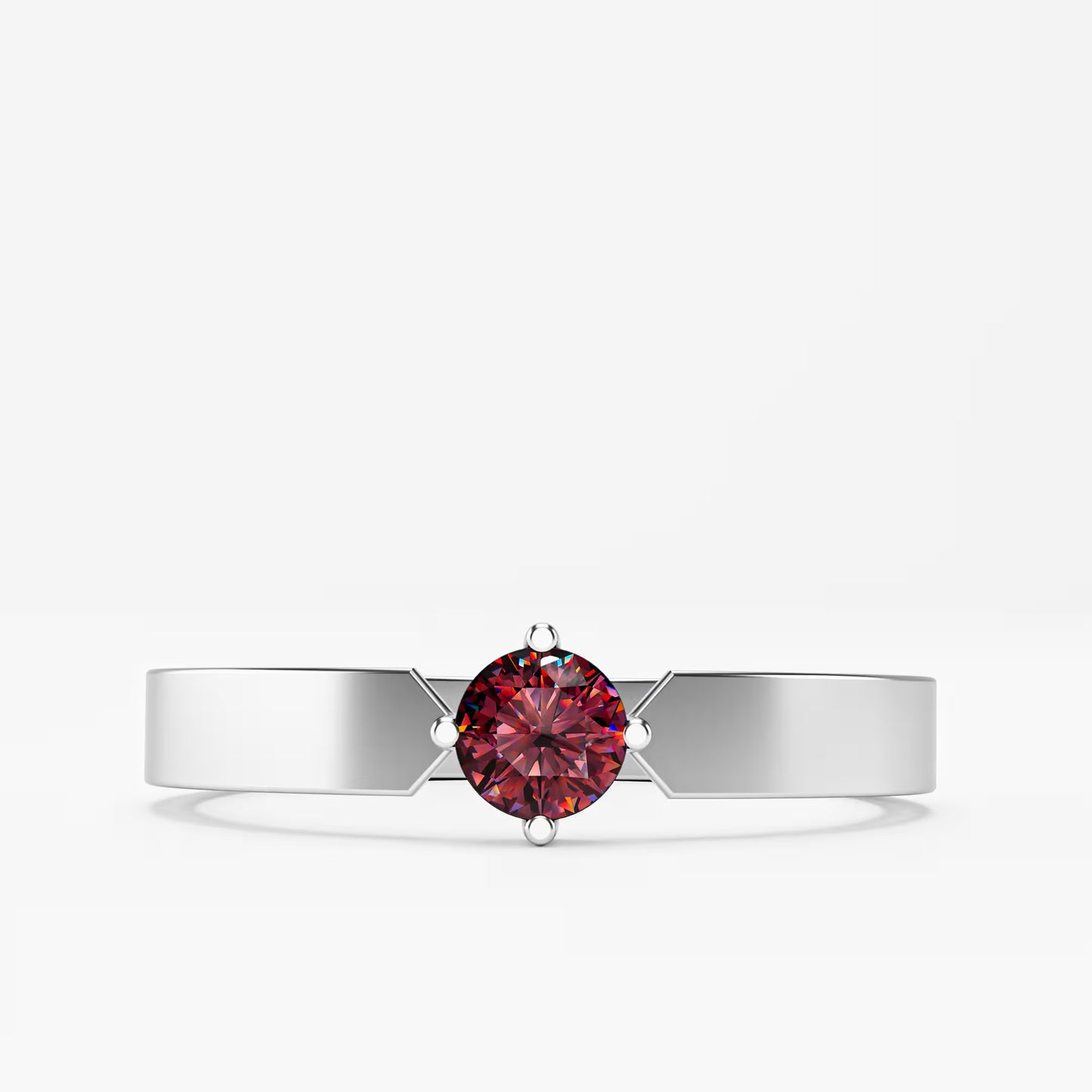 Geometric Notch Solitaire Ring