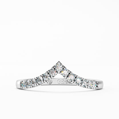 The Chevron Band - Gold Diamond V-Shape Stackable Ring by Gehnok