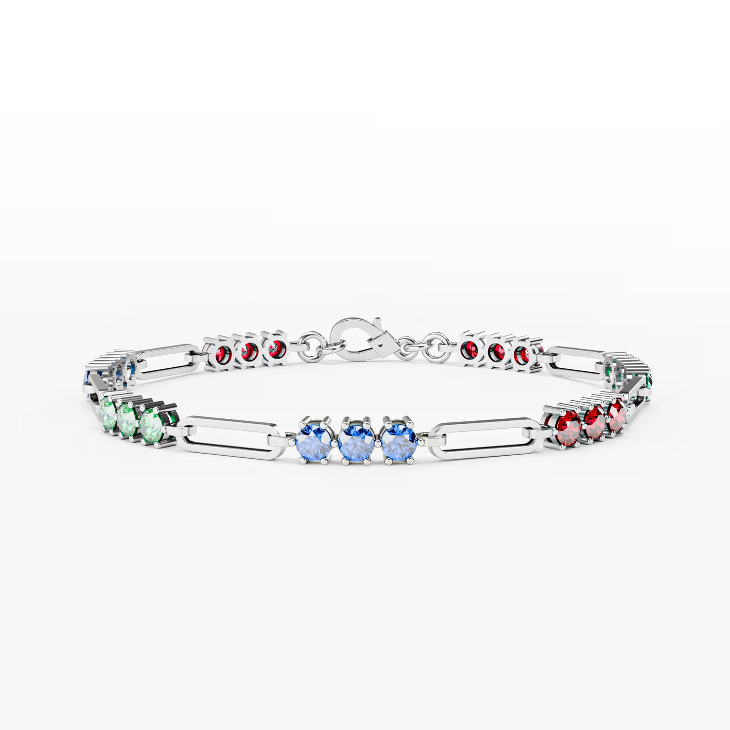 The Prism - Women's Rainbow Multi-Color Gemstone Paperclip Chain Bracelet