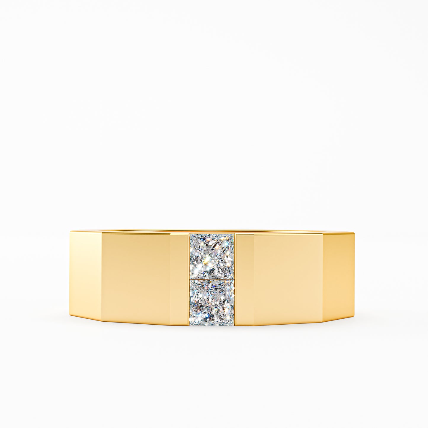 The Facet - Men's Faceted Princess Cut Diamond Duo Ring