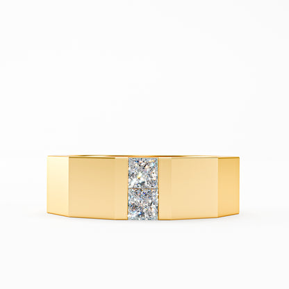 The Facet - Men's Faceted Princess Cut Diamond Duo Ring