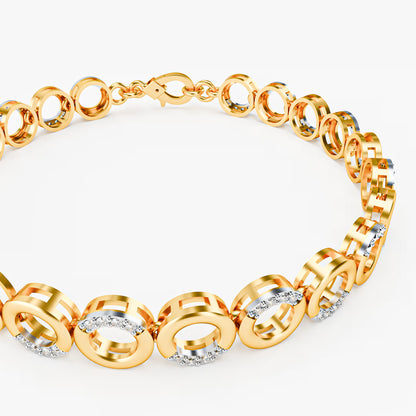 The Circle Link - Two-Tone Gold Diamond Pavé Geometric Bracelet