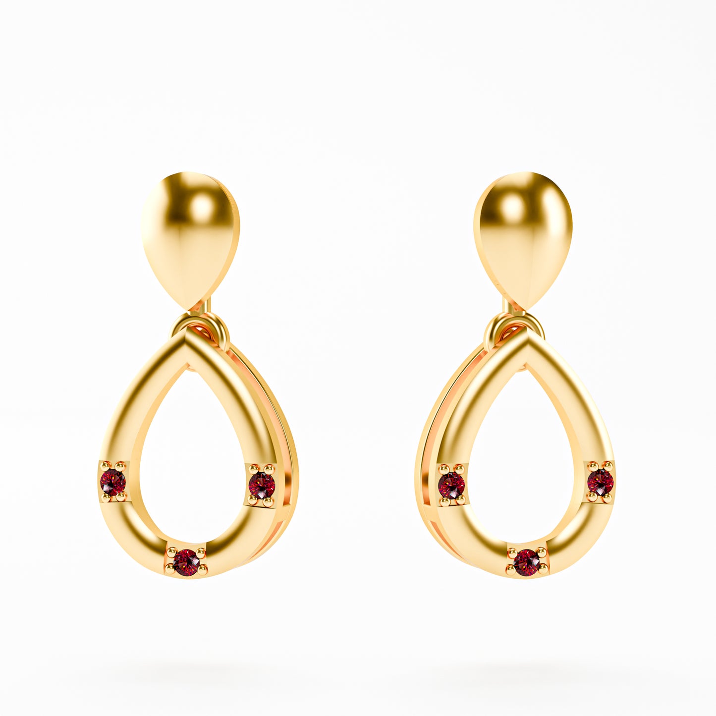 The Open Teardrop - Ruby Accent Drop Earrings by Gehnok