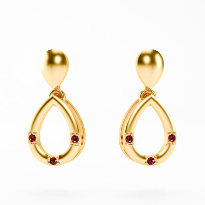 The Open Teardrop - Ruby Accent Drop Earrings by Gehnok
