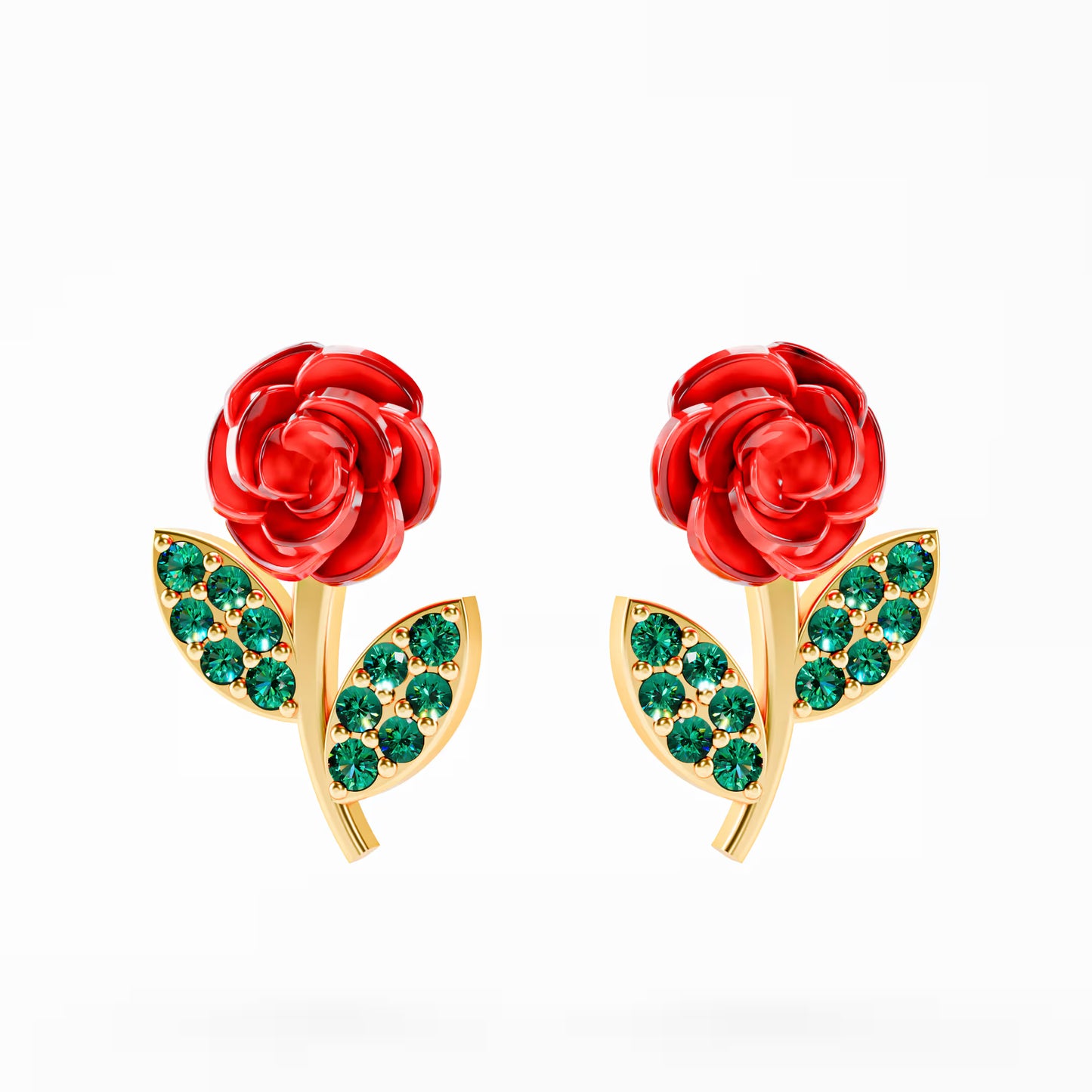 The Red Rose - Enamel Rose Stud Earrings