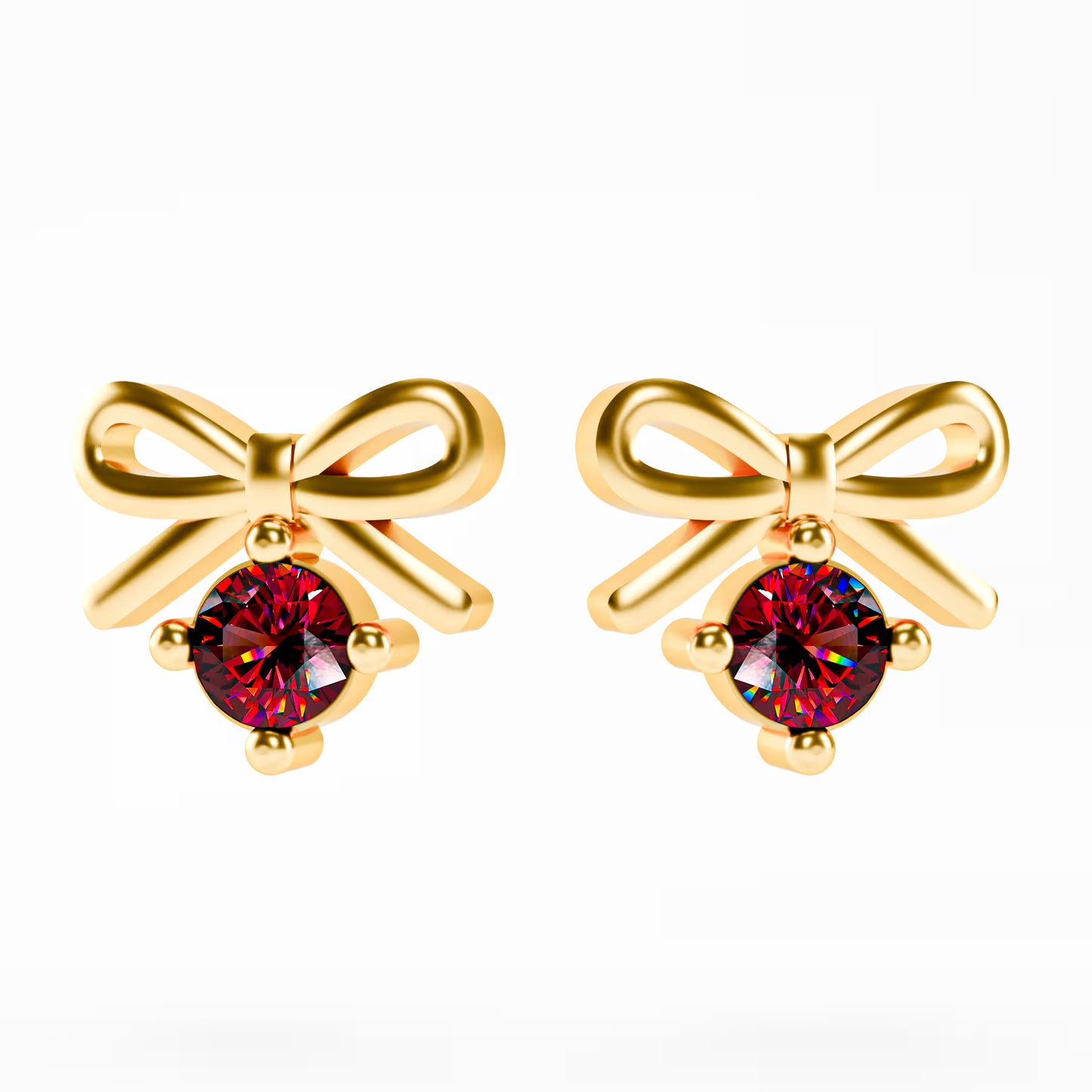 The Little Bow -  Ruby Bow Stud Earrings