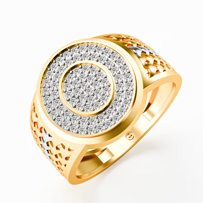 The Woven Dome - Tri-Color Gold Diamond Cluster Ring