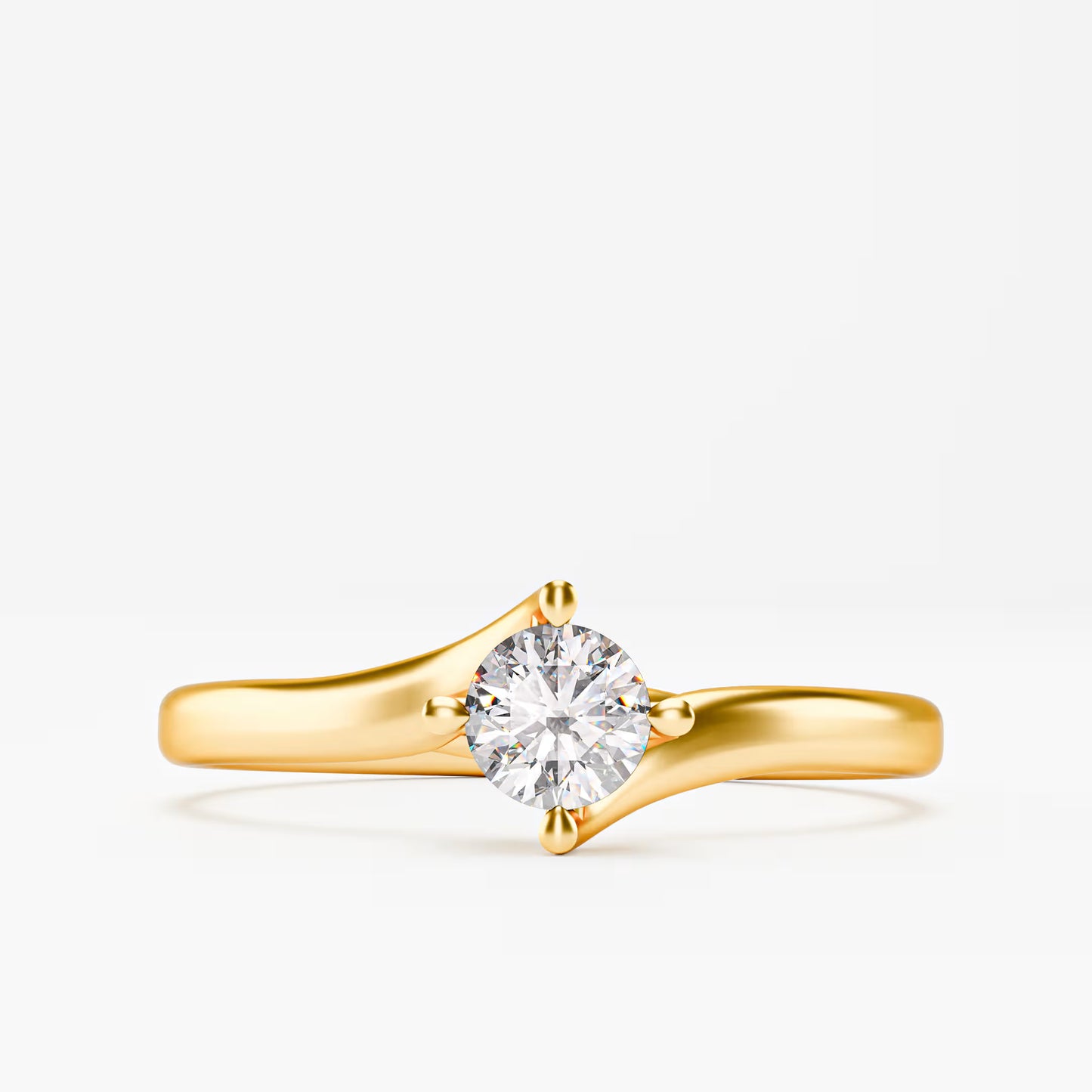 The Soft Solitaire - Gold Round Prong Diamond Comfort Fit Ring
