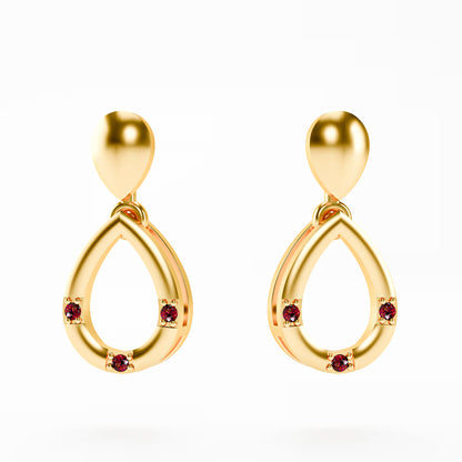 The Open Teardrop - Ruby Accent Drop Earrings