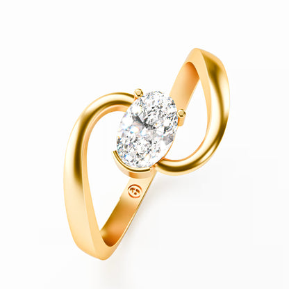 The Swirl - Oval Diamond Bypass Loop Ring by Gehnok