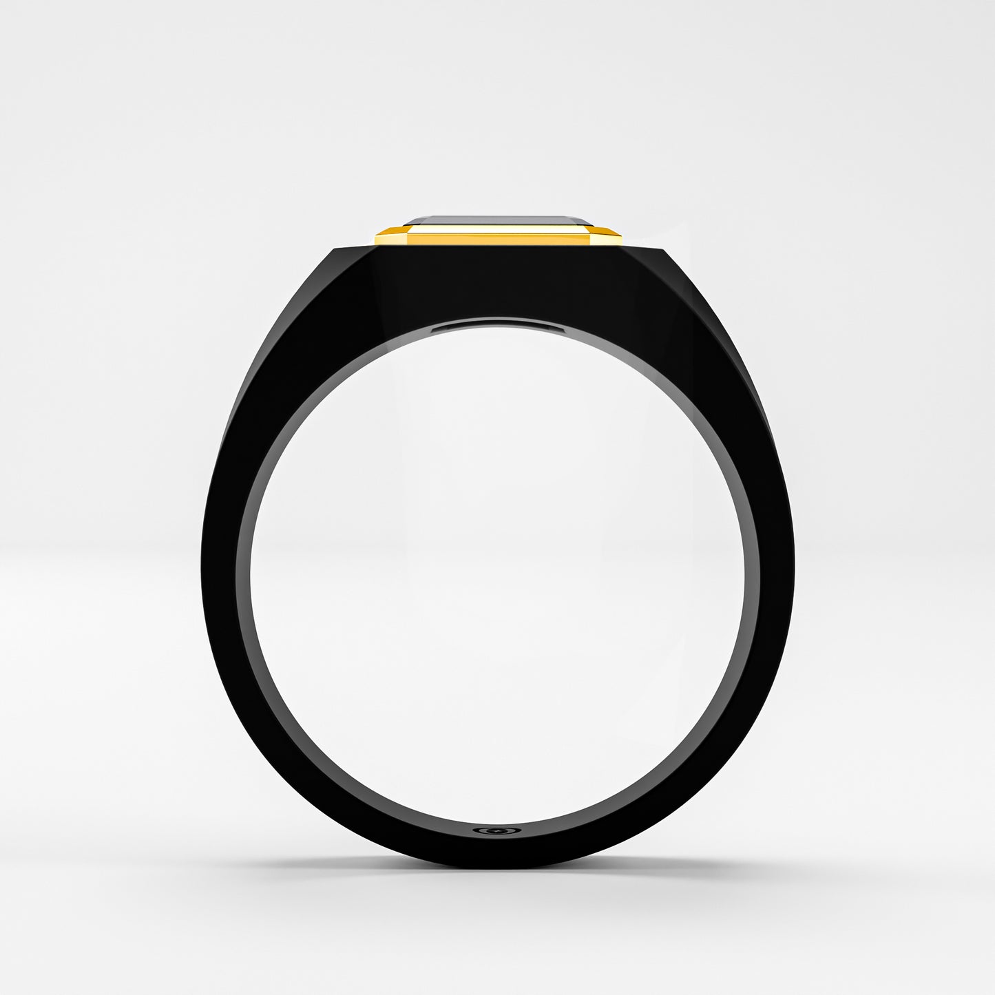The Onyx Signet - Black Diamond Gold Bezel Ring