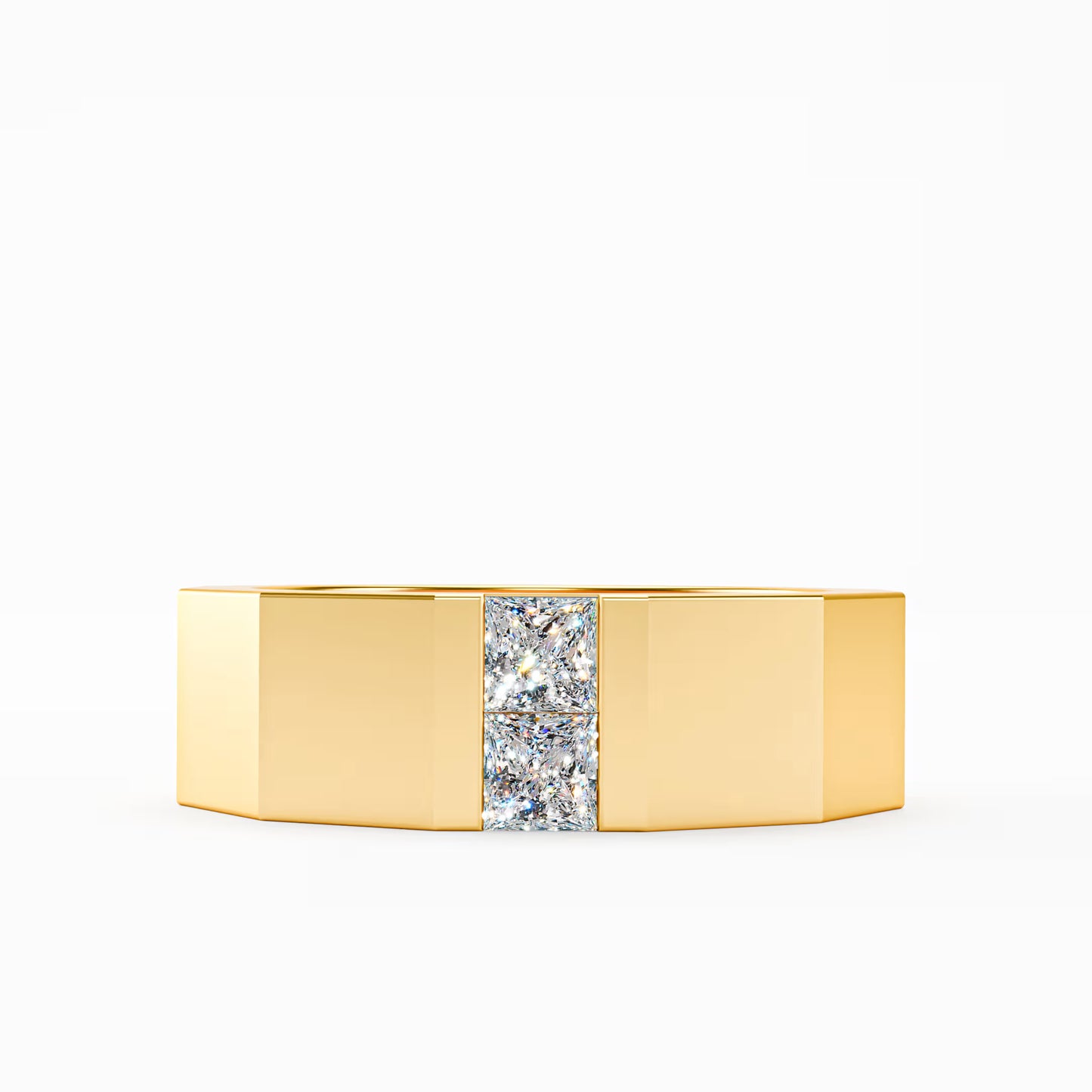 The Facet - Men's Faceted Princess Cut Diamond Duo Ring