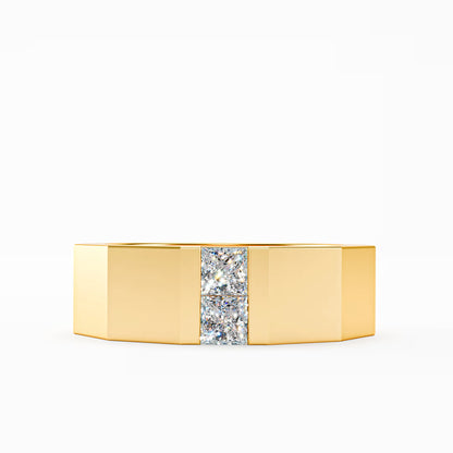 The Facet - Men's Faceted Princess Cut Diamond Duo Ring