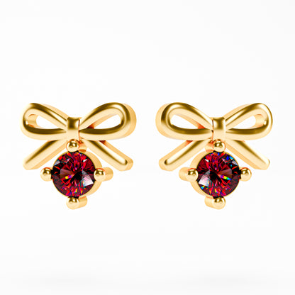 The Little Bow -  Ruby Bow Stud Earrings by Gehnok