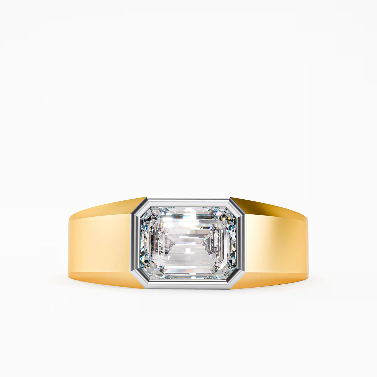 The Executive Two-Tone Gold Men's East-West Emerald Cut Diamond Ring