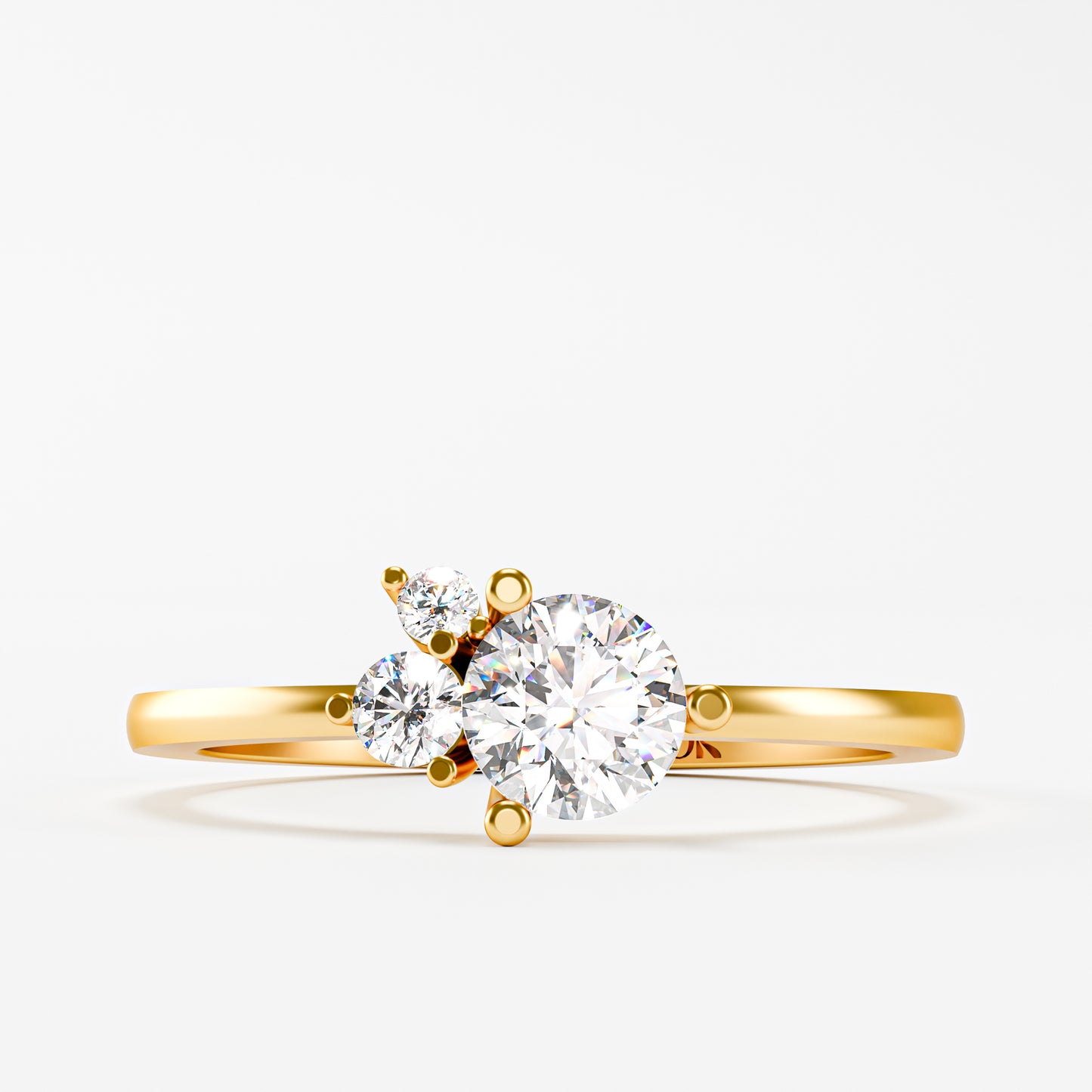 14K Solid Gold Trilogy Diamond Ring | Three Stone Round Brilliant Engagement Ring | Past Present Future Ring | Anniversary Gift for Her | Dainty Fine Jewelry