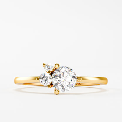 14K Solid Gold Trilogy Diamond Ring | Three Stone Round Brilliant Engagement Ring | Past Present Future Ring | Anniversary Gift for Her | Dainty Fine Jewelry