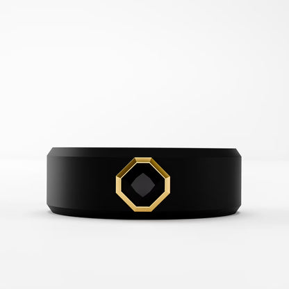 The Onyx Hex - Black Diamond Octagon Bezel Ring